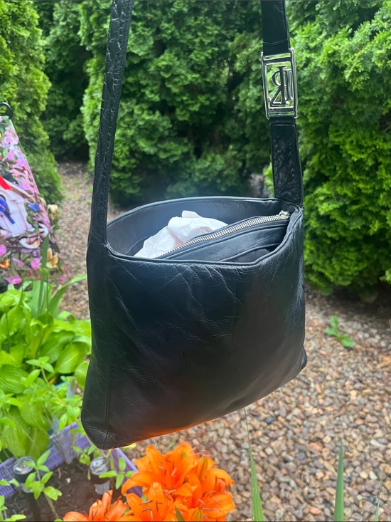 Ralph Lauren Handbags - Ralph Lauren Black Leather Shoulder Bag with Silver Ralph Lauren Logo 9 x 11